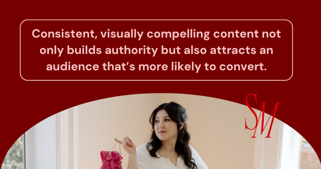 Quote from Sugarpunch Marketing highlighting how consistent, compelling content builds authority and boosts conversions.